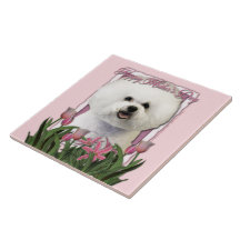 Moederdag - Roze Tulpen - Bichon Frise Geboortetegel