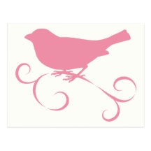 Moineau rose avec le ruban cartes postales