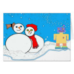 MoMo le robot et la carte de Noël de personnes de 