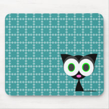 Mon chat noir chanceux Mousepad modelé par bleu Tapis De Souris
