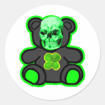 Mon noir chanceux de vert d'ours de nounours le MU Adhésif Rond