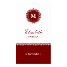 Monogram van het Kant van de barman het Elegante R Visitekaartje