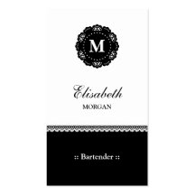 Monogram van het Kant van de barman het Elegante Z Visitekaartjes Sjabloon