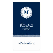 Monogram van het Kant van de fotograaf het Blauwe  Visitekaartjes Sjabloon
