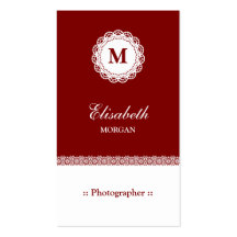 Monogram van het Kant van de fotograaf het Rode Wi Visitekaartje