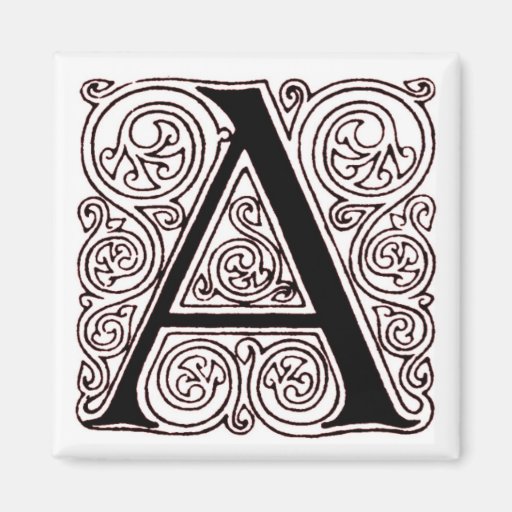 Monogramme "A" avec des remous rouge foncé - aiman