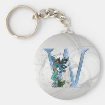 Monogramme bleu féerique W Porte-clef