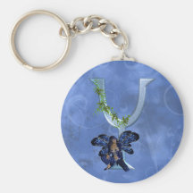 Monogramme bleu féerique Y Porte-clé