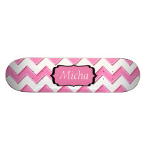 Monogramme brillant blanc et rose de Chevron Planche À Roulette