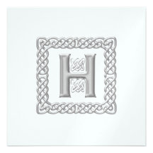 Monogramme celtique H de faire-part de mariage mét
