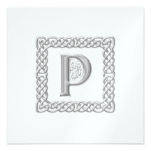 Monogramme celtique P de faire-part de mariage mét
