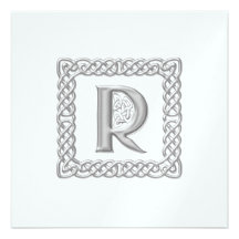 Monogramme celtique R de faire-part de mariage mét