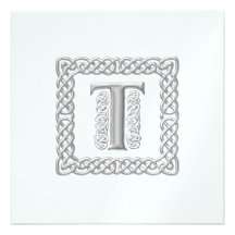 Monogramme celtique T de faire-part de mariage mét