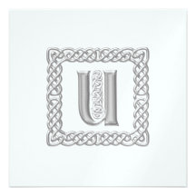 Monogramme celtique U de faire-part de mariage mét