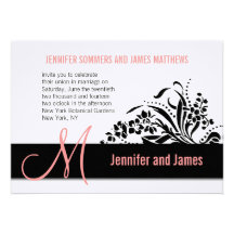 Monogramme de corail floral moderne de faire-part 