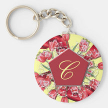Monogramme de coutume de tulipes porte-clefs