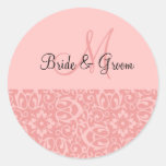 Monogramme de mariage dans le rose adhésif