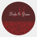 Monogramme de mariage dans rouge foncé autocollants