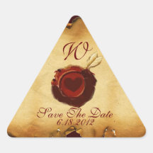 Monogramme de PARCHEMIN de JOINT de CIRE de COEUR  Sticker En Triangle