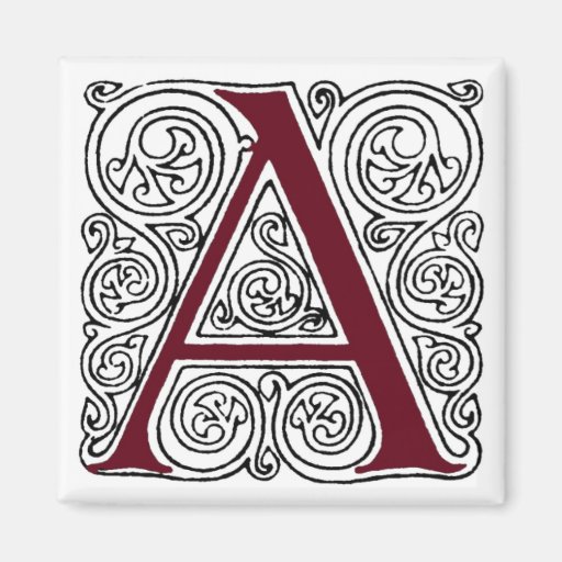 Monogramme d'écarlate "A" avec des remous - aimant