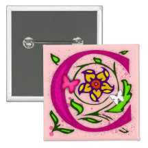 Monogramme décoratif de la lettre C Badge Avec Épingle