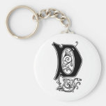 Monogramme décoratif élégant D Porte-clé