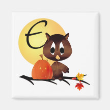 Monogramme E de hibou d'automne Aimants