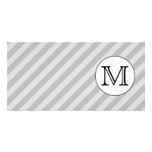 Monogramme élégant avec les rayures grises. Coutum Cartes De Vœux Avec Photo