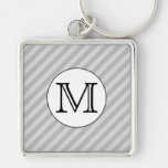 Monogramme élégant avec les rayures grises. Coutum Porte-clé
