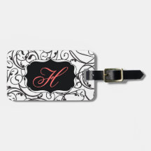 Monogramme élégant de cru de calligraphie étiquettes pour bagage