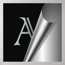 Monogramme en acier "A " de peau Posters
