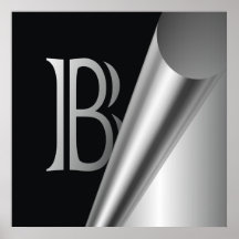Monogramme en acier "B " de peau Posters