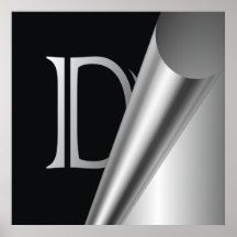 Monogramme en acier "D " de peau Posters