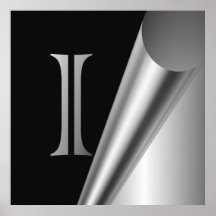 Monogramme en acier de peau "je " posters