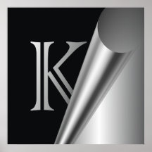 Monogramme en acier "K " de peau Affiches