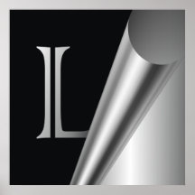 Monogramme en acier "L " de peau Posters
