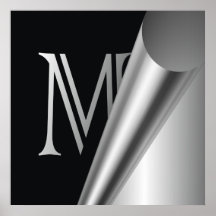 Monogramme en acier "M " de peau Posters