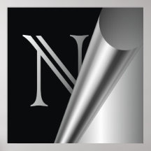 Monogramme en acier "N " de peau Poster
