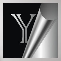 Monogramme en acier "Y " de peau Poster