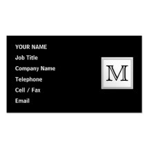 Monogramme fait sur commande imprimé. Gris noir et Cartes De Visite Personnelles