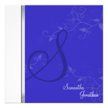 Monogramme floral de bleu royal de faire-part de m