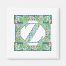 monogramme floral de fantaisie Z Magnets