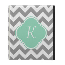 Monogramme gris et blanc de coutume de rayure de C Coques iPad