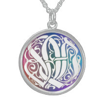 Monogramme initial" collier fantaisie gothique "bl
