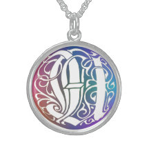 Monogramme initial" collier fantaisie gothique "bl