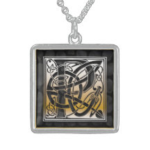 Monogramme initial" colliers en pierre noirs "celt