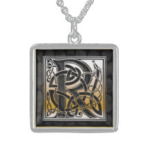 Monogramme initial" colliers en pierre noirs "celt