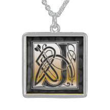 Monogramme initial" colliers en pierre noirs "celt