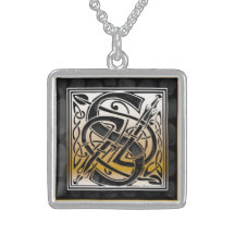 Monogramme initial" colliers en pierre noirs "celt