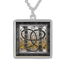 Monogramme initial" colliers en pierre noirs "celt